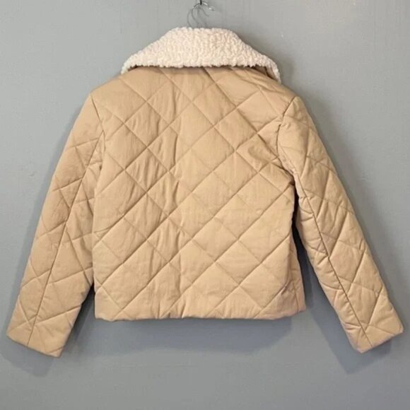 NWOT & Other Stories Quilted Cotton Faux Fur Collar Beige Jacket 0, XS - Picture 5 of 8